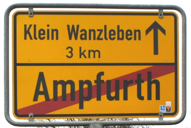 Ortsausgangsschild Ampfurth